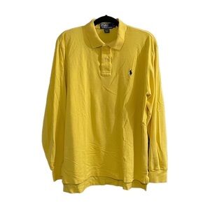 POLO by Ralph Lauren Yellow Classic Fit Mesh Cotton Long Sleeve Polo Shirt L